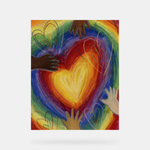 Señal Acrílica Corazones y manos adoran pintar Rótulo de impresió