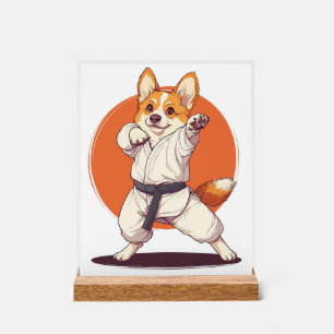 Señal Acrílica Corgi de Karate � Perro de Artes Marciales