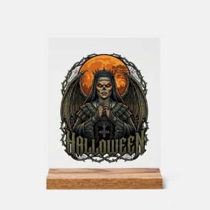 Señal Acrílica Coroza de alas de monja demonio de Halloween Luna