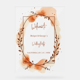 Señal Acrílica Correa de bienvenida rústica boda de terracota bot