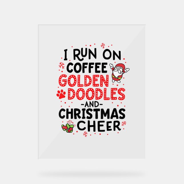 Señal Acrílica Corro En Café Doodles Dorados Y Navidades Saludan (Anverso)