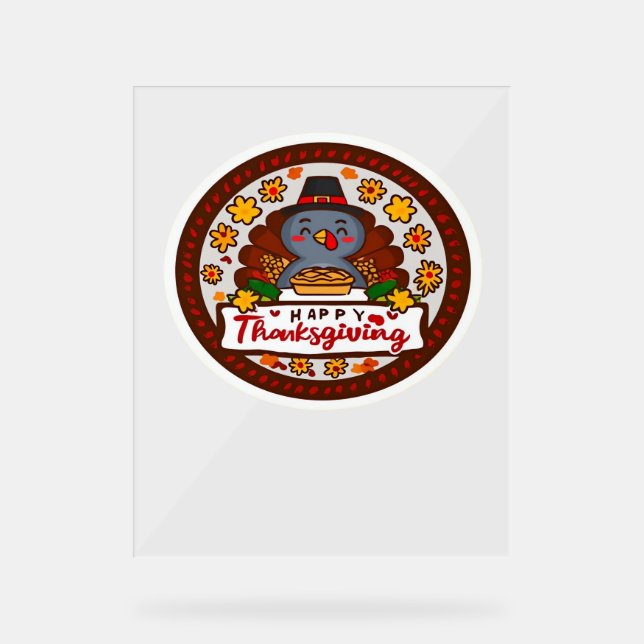 Señal Acrílica Cosa de Acción de Gracias con el Ilustracion C de  (Anverso)