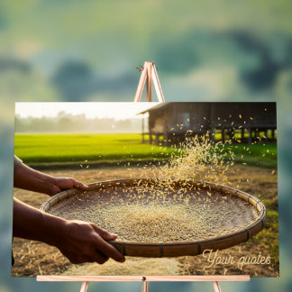 Señal Acrílica Cosecha Granos, Campo de Arroz