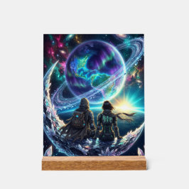 Señal Acrílica Cosmic Lovers Galaxy Planet Fantasy Acrylic Print