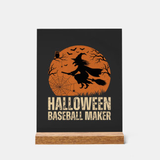 Señal Acrílica Creador de béisbol de Halloween Gráfico de bruja v
