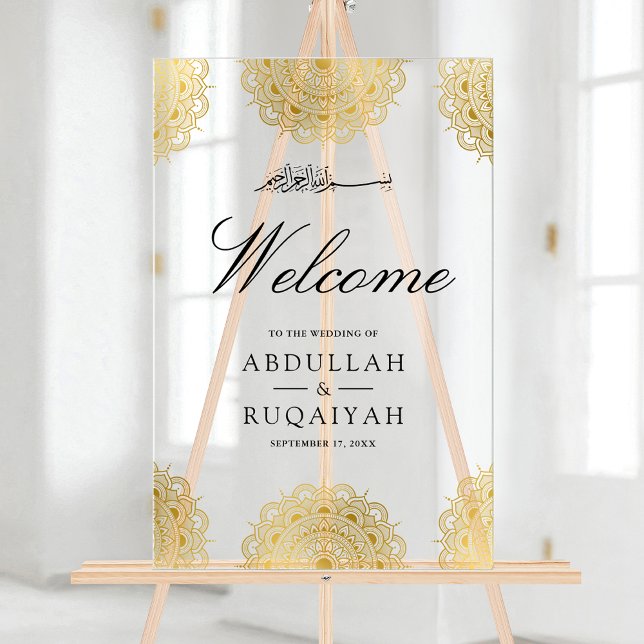 Señal Acrílica Cream Gold Asian Motif Muslim Wedding Welcome (Subido por el creador)
