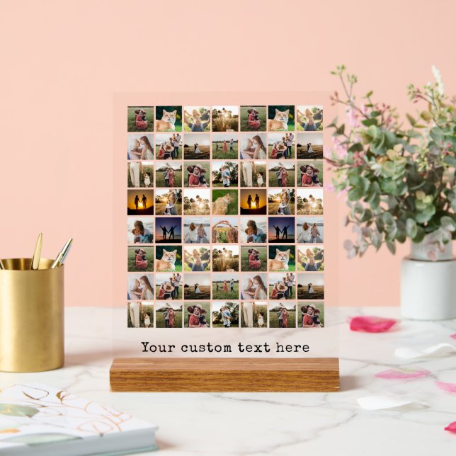 Señal Acrílica Crear su propio Collage de fotos 56 personalizado (Boda)