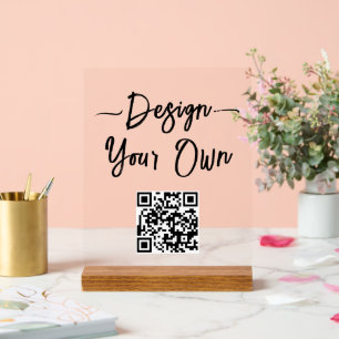 Señal Acrílica Crear su propio negocio de código QR