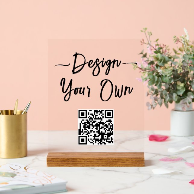 Señal Acrílica Crear su propio negocio de código QR (Boda)