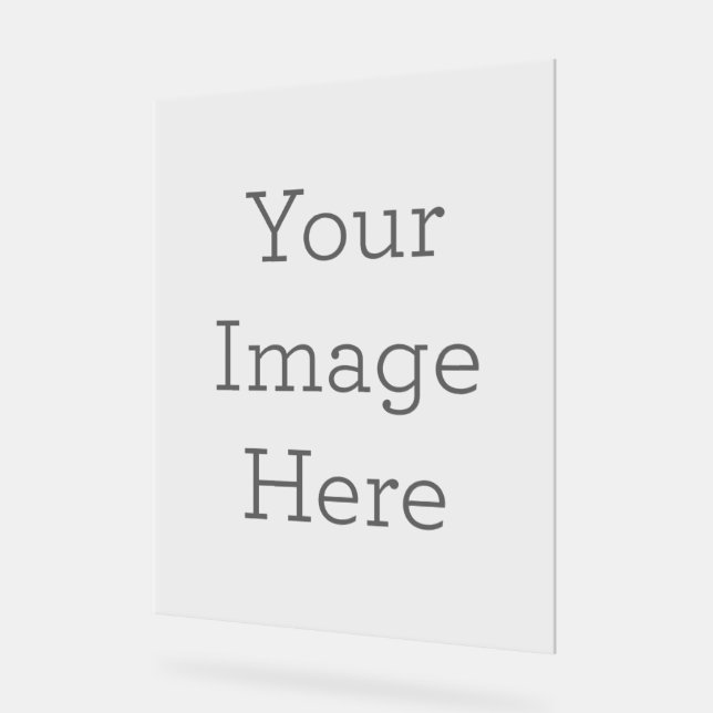 Personalizado Señal acrílica 28 x 35,6 cm, con bloque de madera (Ángulo)