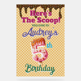 Señal Acrílica Crema de hielo de Waffle Cone 5 cumpleaños