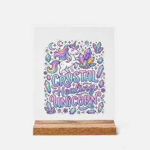 Señal Acrílica Cristal de Unicornio Sanación Regalo de Unicornio 