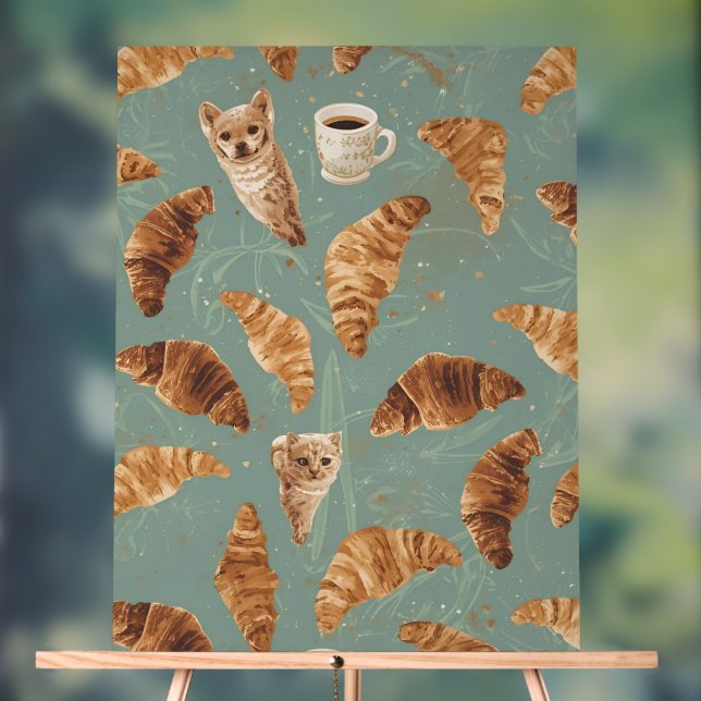 Señal Acrílica Croissant Crawl Cats, Coffee & French Bakery Chaos (Neutral )