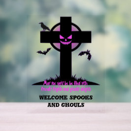 Señal Acrílica Cruz espeluznante del cementerio de Halloween