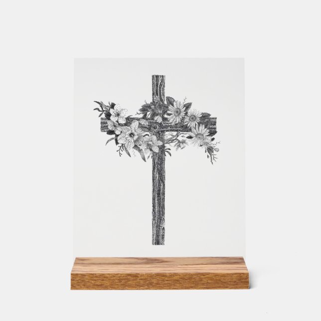 Señal Acrílica Cruz Floral (Anverso)