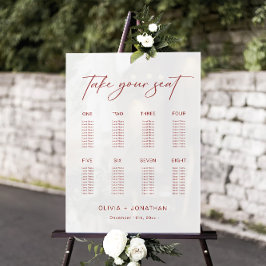 Señal Acrílica Cuadro 8 Tablas del cuadro de asientos de Bodas de