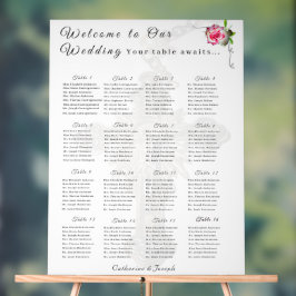 Señal Acrílica Cuadro de asientos de Rosa Nupcial Boda Católico