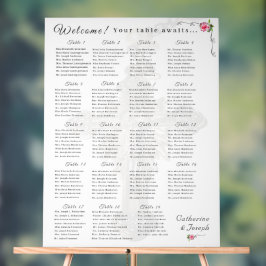 Señal Acrílica Cuadro de asientos de Rosa Nupcial Boda Católico