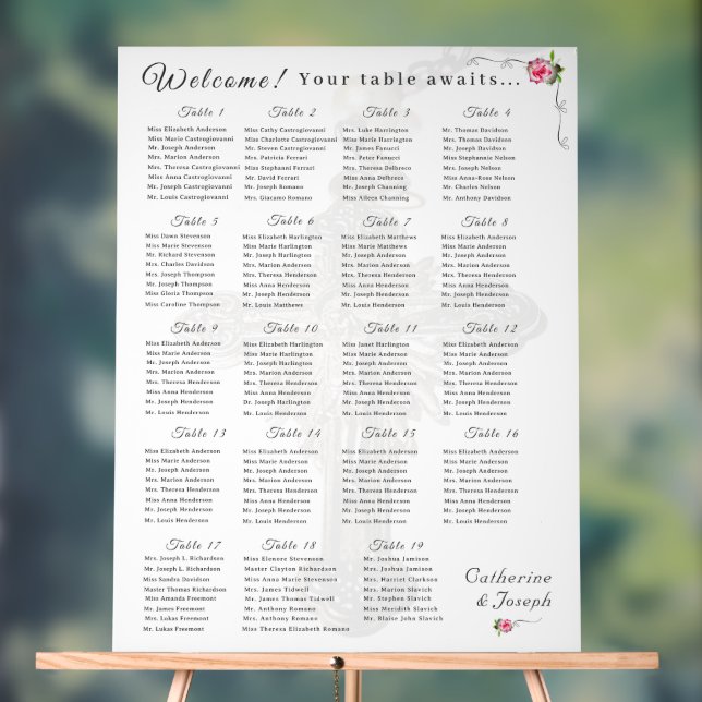 Señal Acrílica Cuadro de asientos de Rosa Nupcial Boda Católico (Neutral )