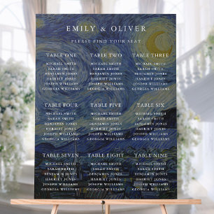 Señal Acrílica Cuadro de asientos del Boda nocturno Van Gogh Star
