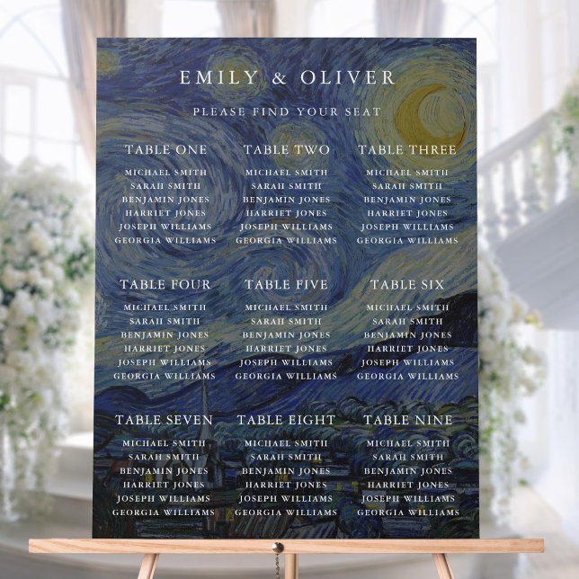 Señal Acrílica Cuadro de asientos del Boda nocturno Van Gogh Star (Subido por el creador)