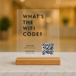 Señal Acrílica ¿Cuál es el código WiFi?   Código QR de red inalám