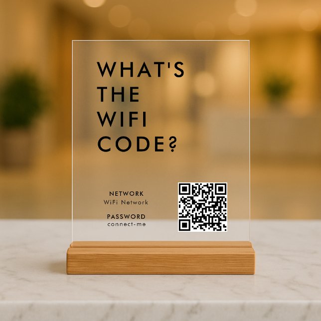 Señal Acrílica ¿Cuál es el código WiFi? | Código QR de red inalám (Subido por el creador)