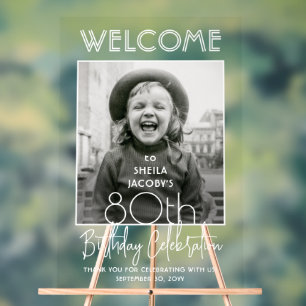 Señal Acrílica Cualquier tipografía chic de cumpleaños foto fiest