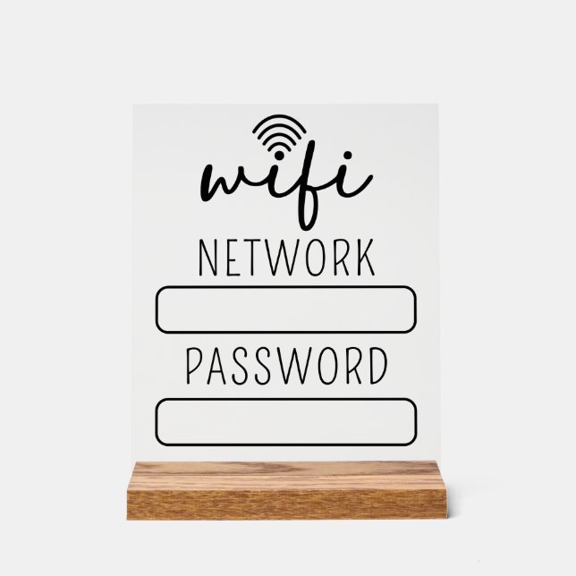 Señal Acrílica Cuenta de Wifi personalizada para clientes (Anverso)
