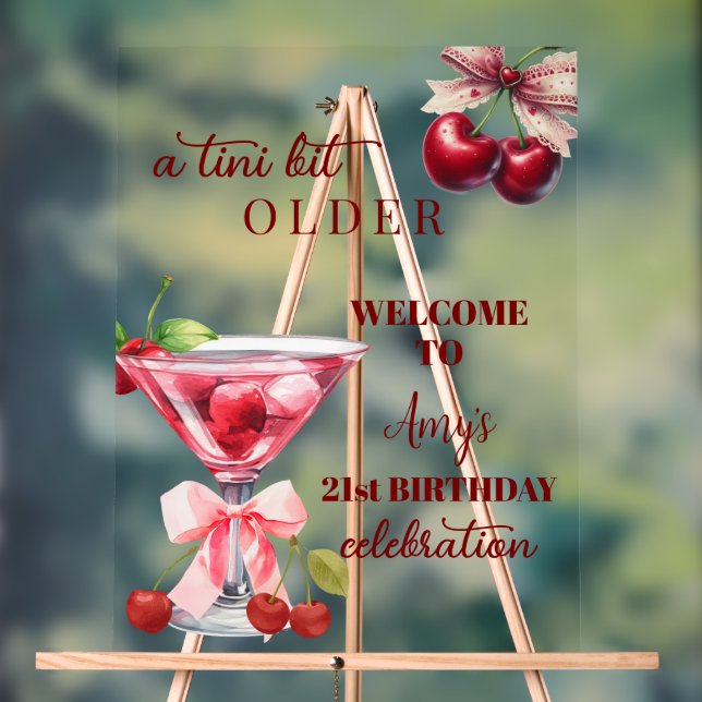 Señal Acrílica Cumpleaños 21 de Chic A Tini Bit Older Cherry Mart (Neutral )