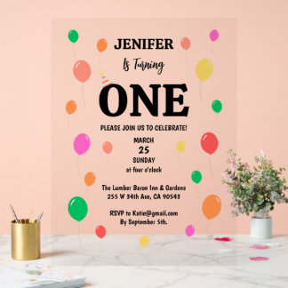 Señal Acrílica cumpleaños alegre y colorido en globo