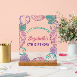 Señal Acrílica Cumpleaños de los Chicas de las conchas marinas