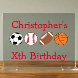 Señal Acrílica Cumpleaños Deportivo