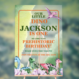 Señal Acrílica Cumpleaños tema dinosaurio 1 año