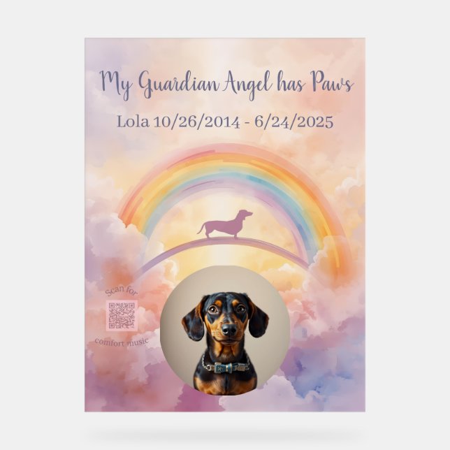 Señal Acrílica Custom Dachshund Rainbow Bridge Acrylic Sign (Anverso)