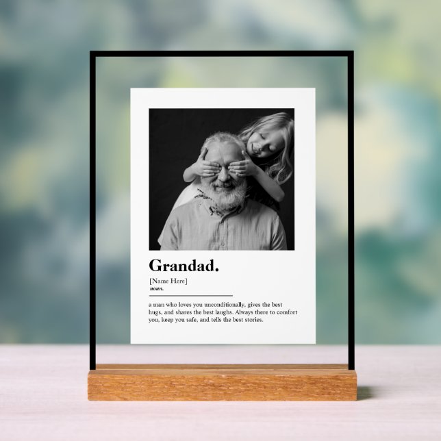 Señal Acrílica Custom Grandad Gift Dictionary Definition Photo (Neutral )