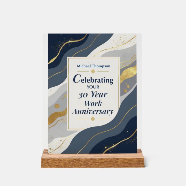 Señal Acrílica Custom Name Employee 30 Year Work Anniversary (Anverso)