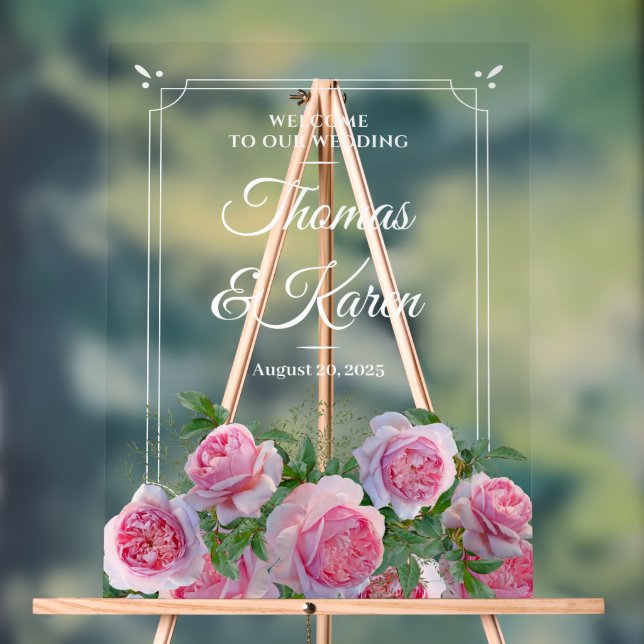 Señal Acrílica Custom name > message Wedding Welcome Acrylic Sign (Neutral )
