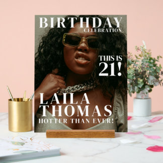 Señal Acrílica Custom Photo Birthday Party Magazine Cover Welcome