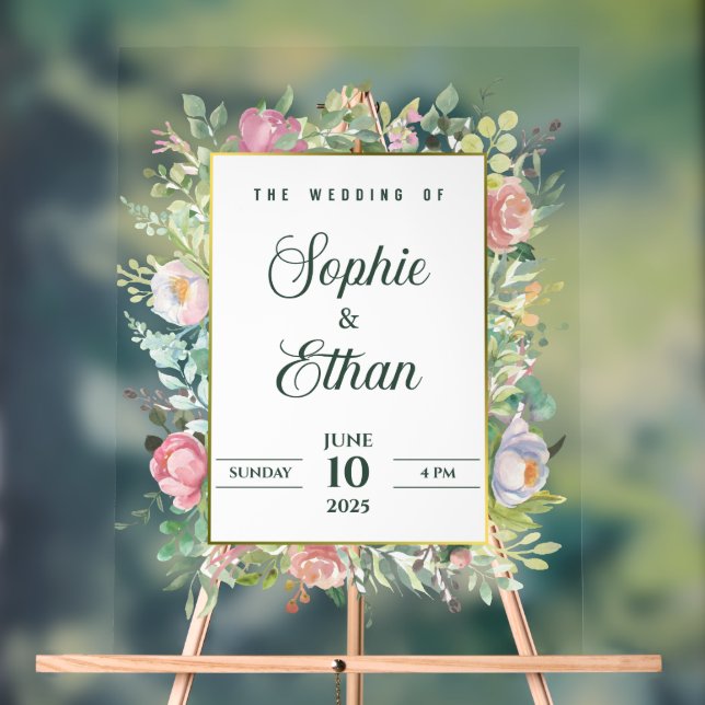 Señal Acrílica Custom Wedding Welcome Acrylic Sign (Neutral )