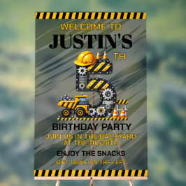 Señal Acrílica Cute Construction 5ª fiesta de cumpleaños