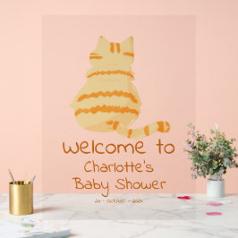 Señal Acrílica Cute Fat Orange Cat Baby Shower Welcome