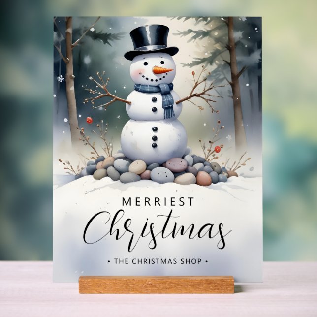 Señal Acrílica Cute Gorgeous Snowman Frosted Landscape Forest (Neutral )