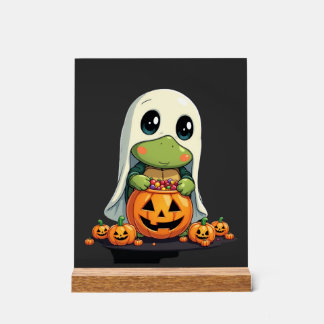 Señal Acrílica Cute Halloween Turtle Ghost with Candy (5)