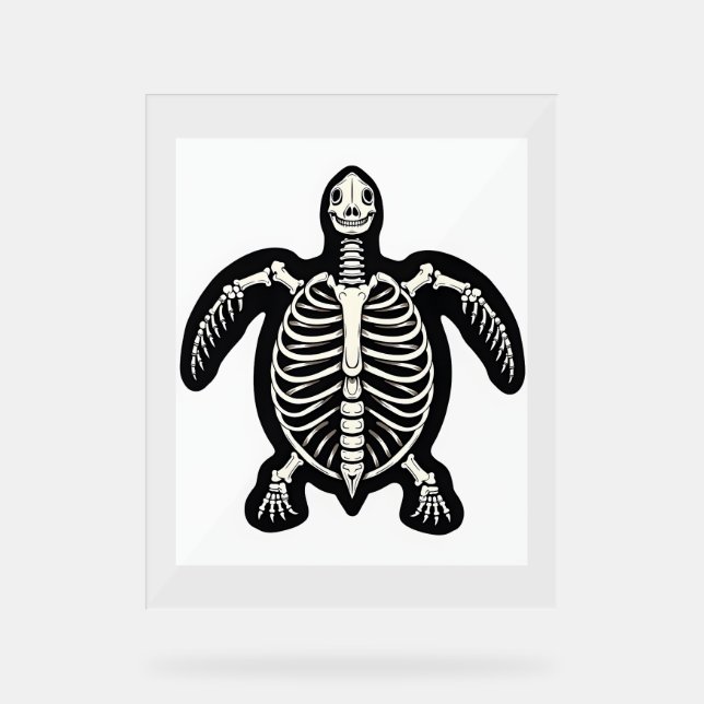 Señal Acrílica Cute Halloween Turtle Skeleton Tortoise Fossiers A (Anverso)