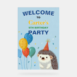 Señal Acrílica Cute Hedgehog Birthday Party Sign