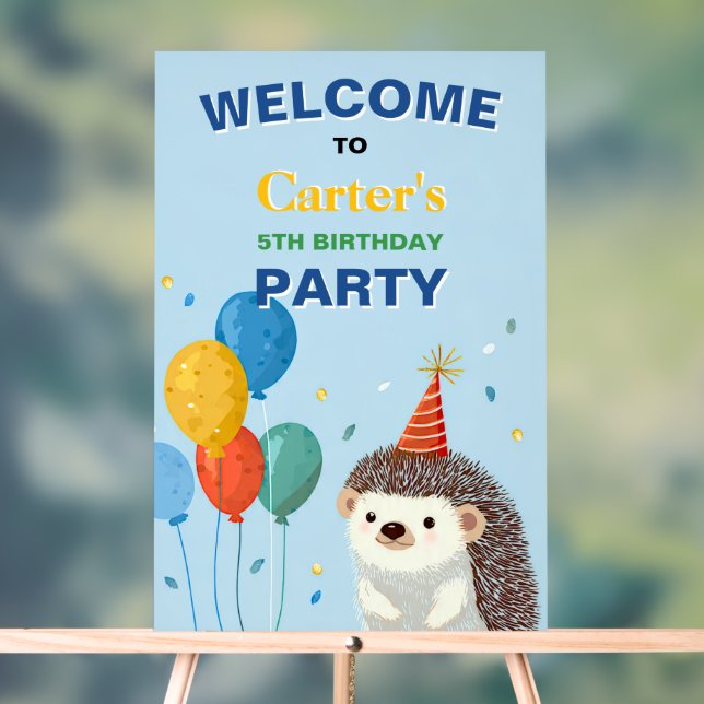 Señal Acrílica Cute Hedgehog Birthday Party Sign (Neutral )