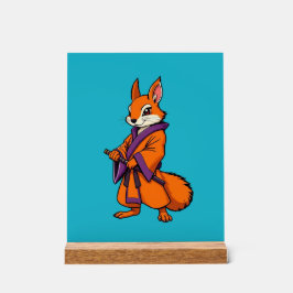 Señal Acrílica Cute Japanese Samurai Squirrel