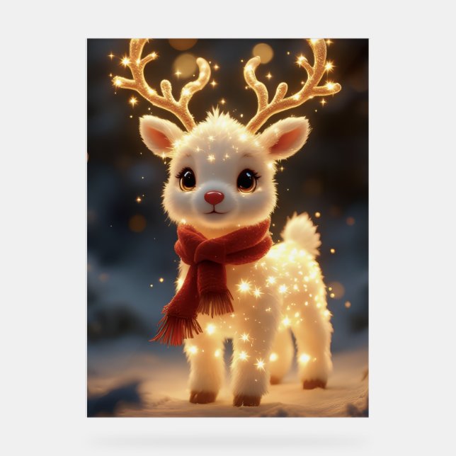 Señal Acrílica Cute Magical Reindeer with Sparkling Lights (Anverso)