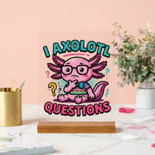 Señal Acrílica Cute Nerd Axolotl I Axolotl Preguntas Marcas Meme